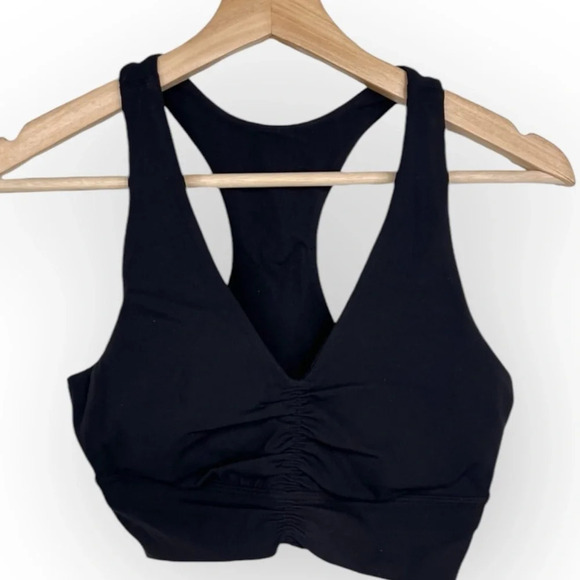 Zella Women's Black Ruched Racerback Sports Bra Size S Medium Support New - Picture 1 of 10